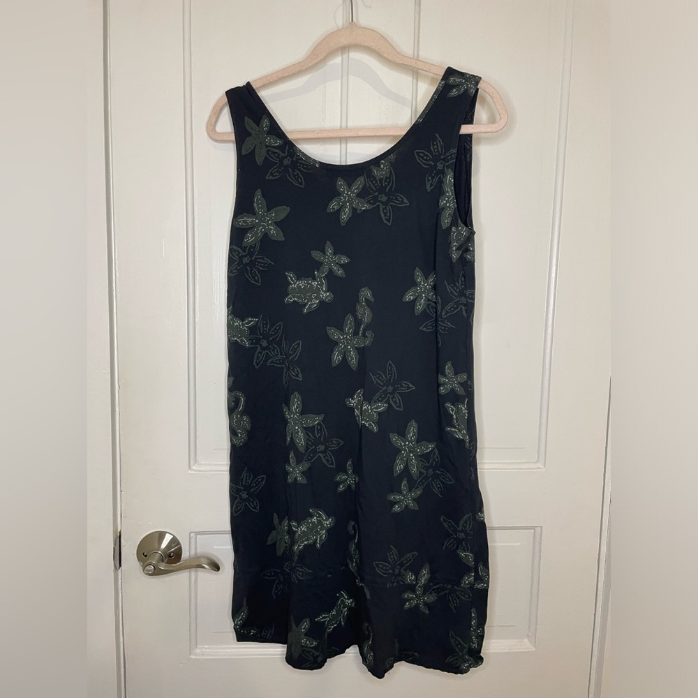 Fresh Produce Sleeveless Cotton Black Floral Shift Dress Made in USA